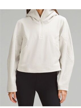 Lululemon Looped Terry Fleece Half-Zip Hoodie size 10 Bone